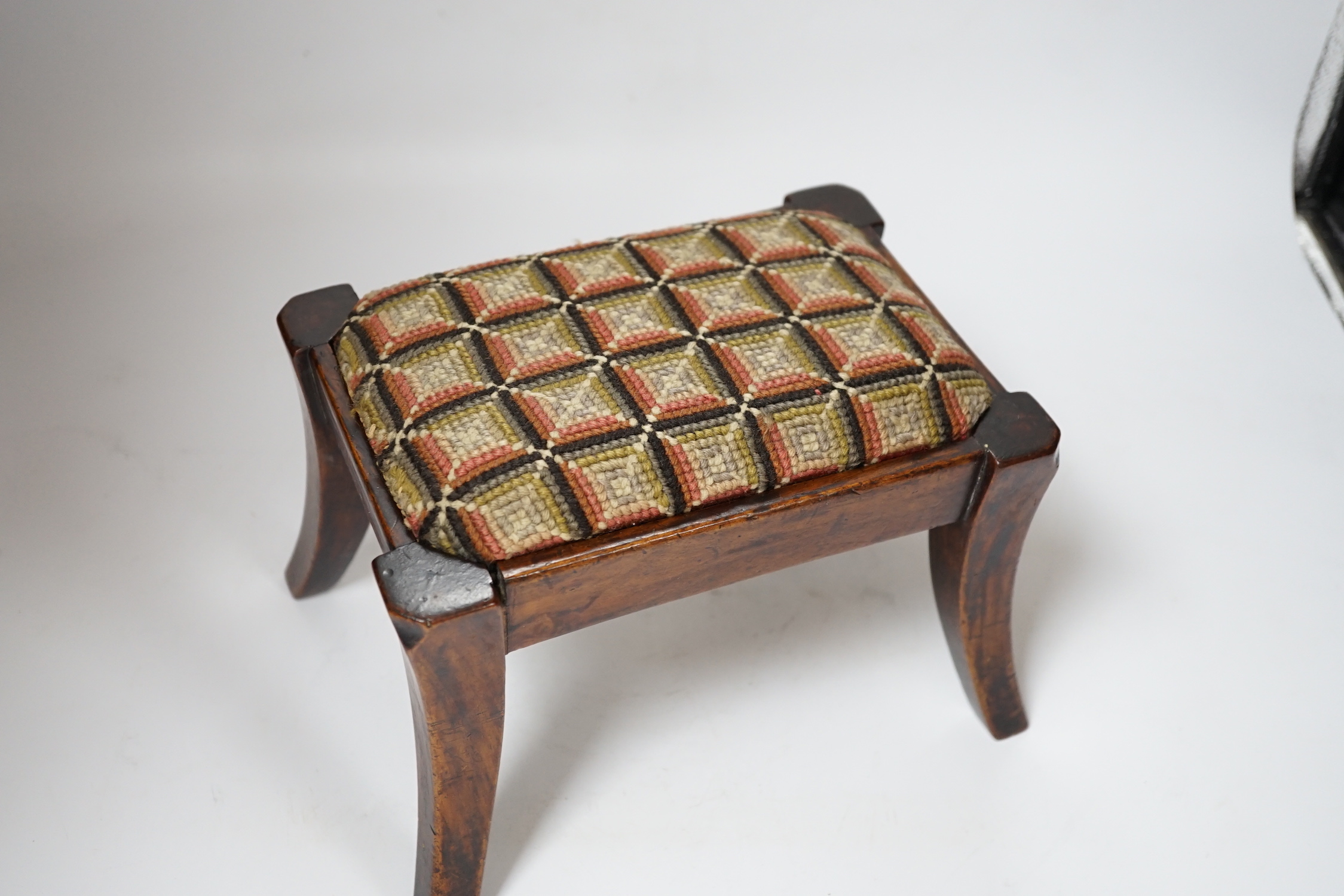 A 19th century walnut lacemaker's stool, 24cm wide